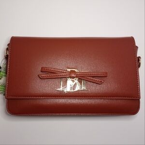 Badgley Mischka Crossbody w/ Bow on Plate Coffee NWT